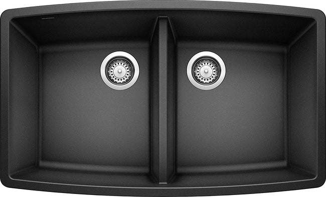 33" Performa Equal Double Bowl Undermount Kitchen Sink- Anthracite