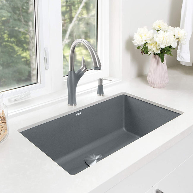 32" Precis Super Single Bowl Undermount Kitchen Sink - Metallic Gray