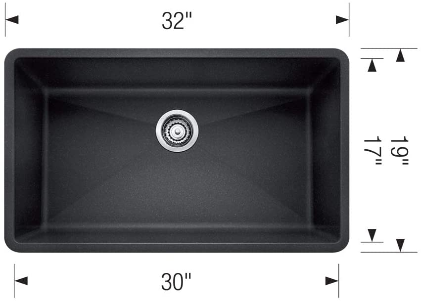 32" Precis Super Single Bowl Undermount Kitchen Sink - Anthracite