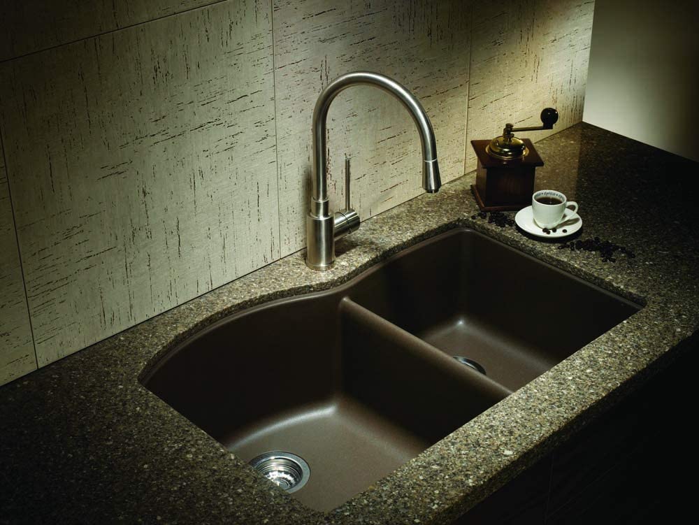 32" Double bowl Diamond Undermount Kitchen Sink- Cafe Brown
