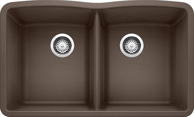 32" Diamond Equal Double Bowl Kitchen Sink- Cafe Brown