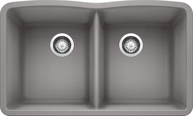 32" Diamond Equal Double Bowl Undermount Kitchen Sink - Metallic Gray