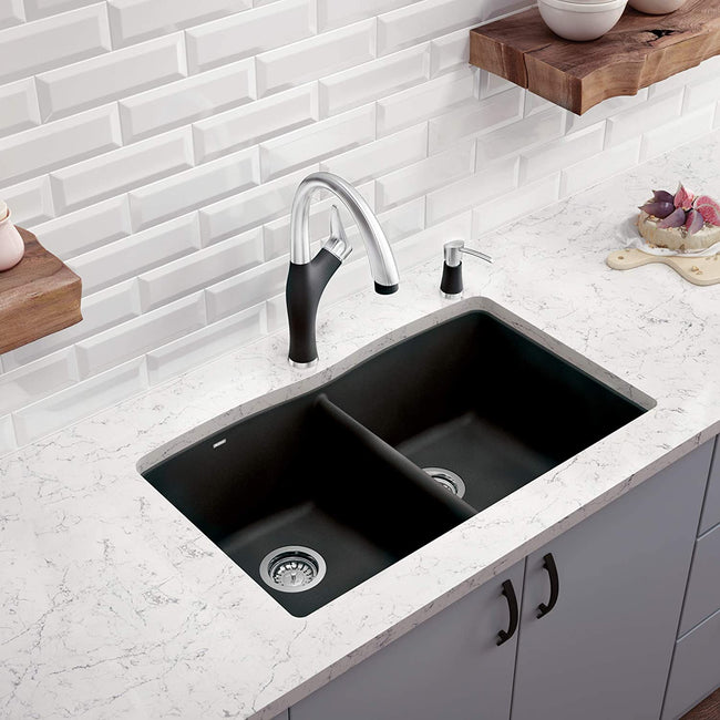 440184 - 32" Diamond Equal Double Bowl Undermount Kitchen Sink - Anthracite
