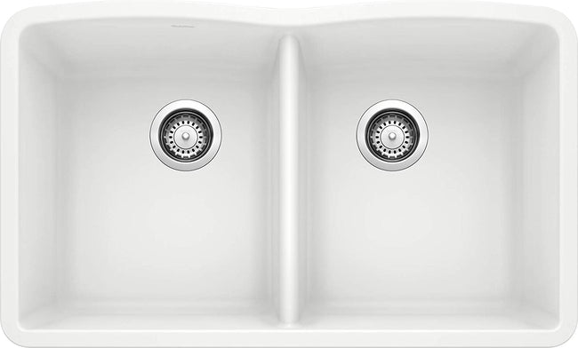 Diamond Equal Double Bowl - White
