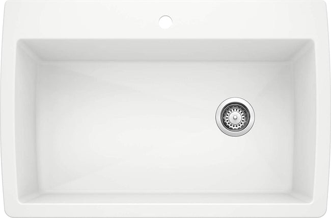 33.5" Diamond Super Single Dual Deck Undermount Kitchen Sink - White