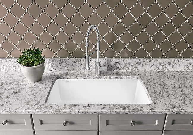33.5" Diamond Super Single Dual Deck Undermount Kitchen Sink - White