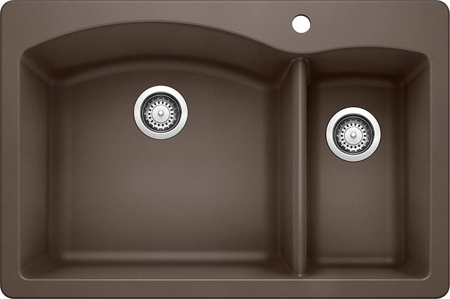 33.5" Diamond Bowl Dual Deck Kitchen Sink - Cafe Brown
