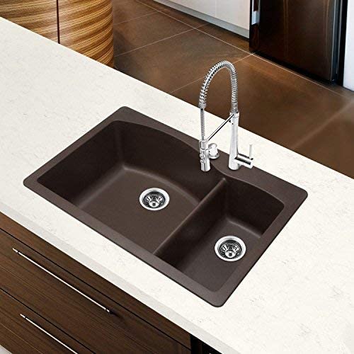 33.5" Diamond Bowl Dual Deck Kitchen Sink - Cafe Brown