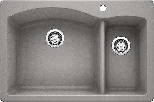 33" Diamond Bowl Dual Deck Kitchen Sink- Metallic Gray
