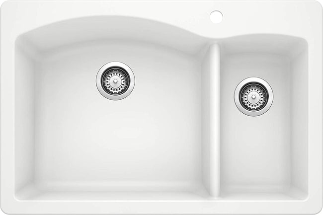 33" Diamond Bowl Dual Deck Kitchen Sink- White