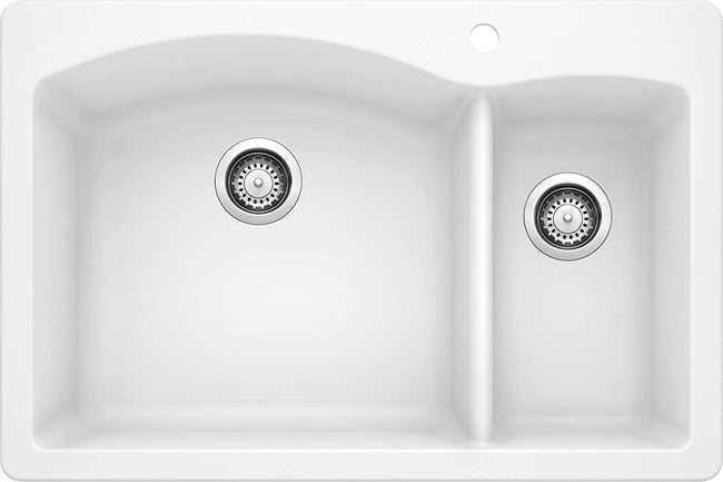 440200 - Diamond Silgranit 33" 70/30 Double Bowl Dual Mount Kitchen Sink - White