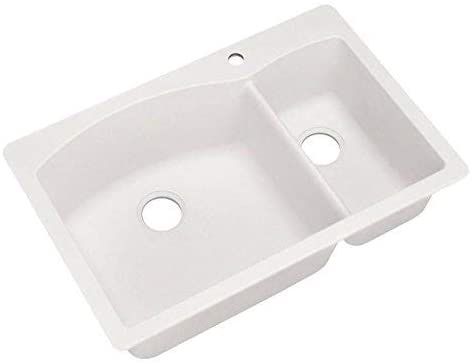 33" Diamond Bowl Dual Deck Kitchen Sink- White