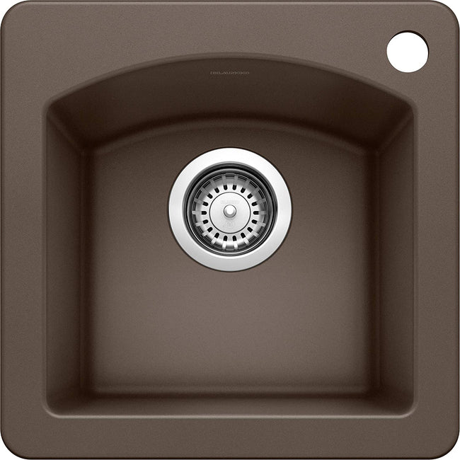 Diamond Bar Drop-In or Undermount Kitchen Sink, 25" X 22" - Cafe Brown