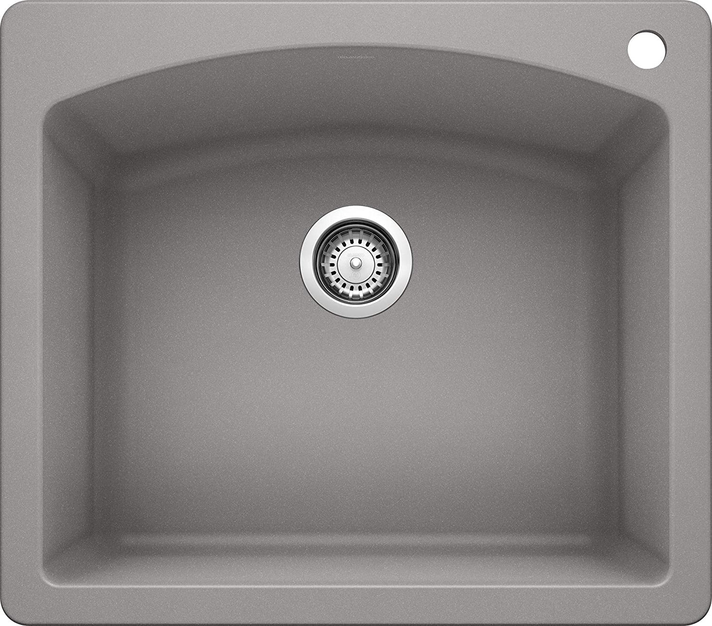 Diamond Bar Drop-In or Undermount Kitchen Sink, 25" X 22" - Metallic Gray