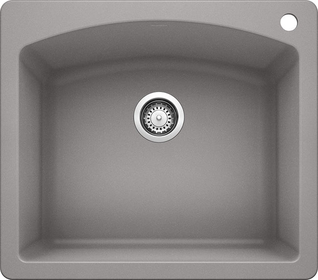 Diamond Bar Drop-In or Undermount Kitchen Sink, 25" X 22" - Metallic Gray