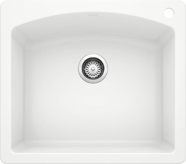 Diamond Bar Drop-In or Undermount Kitchen Sink, 25" X 22" - White