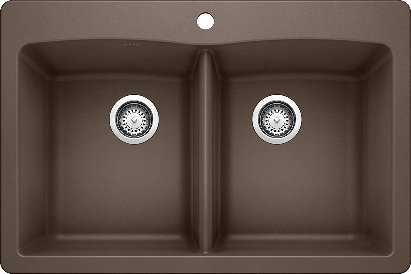Diamond Equal Double Bowl Drop-In or Undermount Kitchen Sink, 33" X 22" - Cafe Brown