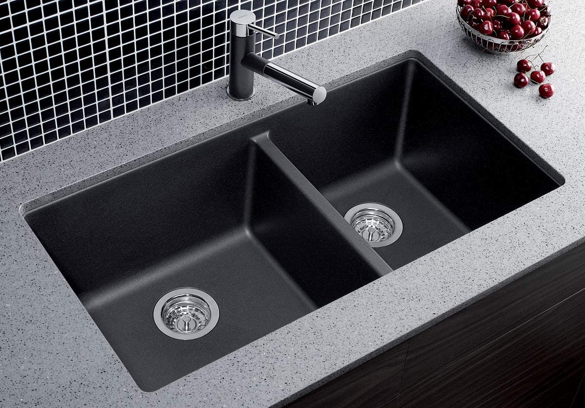 Precis 1-3/4 Double Bowl Undermount Kitchen Sink, 33" X 18" - Anthracite