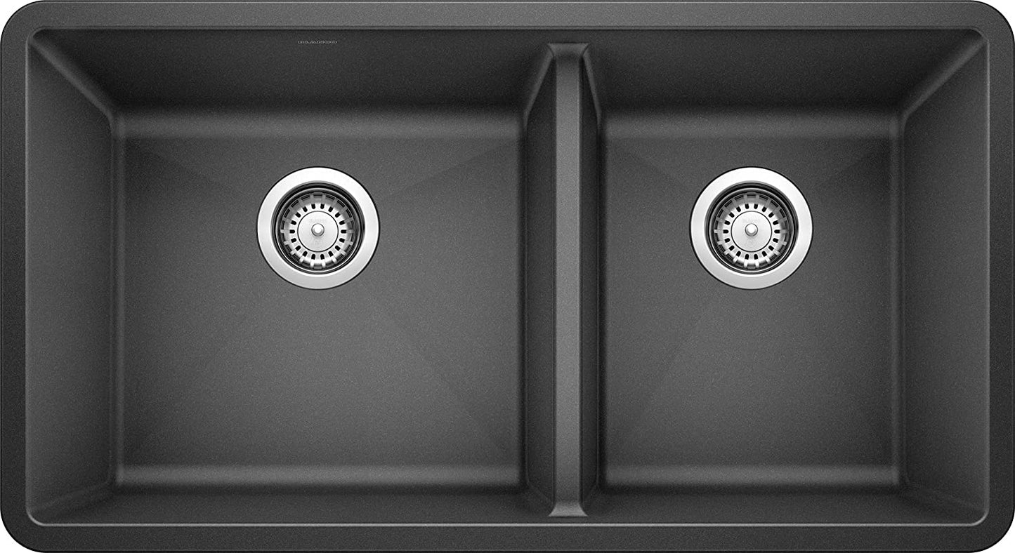 Precis 1-3/4 Double Bowl Undermount Kitchen Sink, 33" X 18" - Anthracite