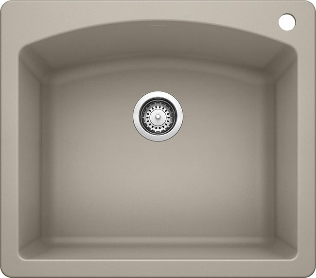 25" Diamond Single Bowl Dual Deck Kitchen Sink- Truffle