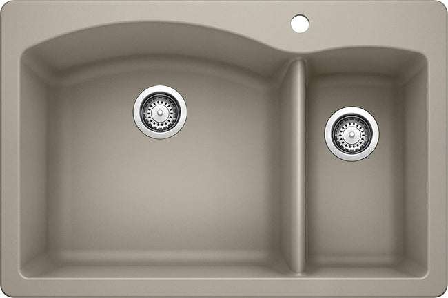 33"Diamond 1-1/2 Bowl Dual Deck Kitchen Sink - Truffle