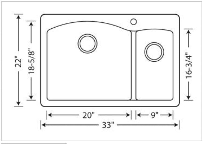 33"Diamond 1-1/2 Bowl Dual Deck Kitchen Sink - Truffle
