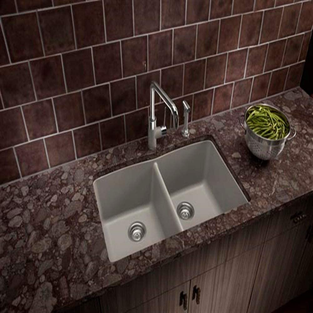 32" Diamond Equal Double Bowl Undermount Kitchen Sink- Biscuit