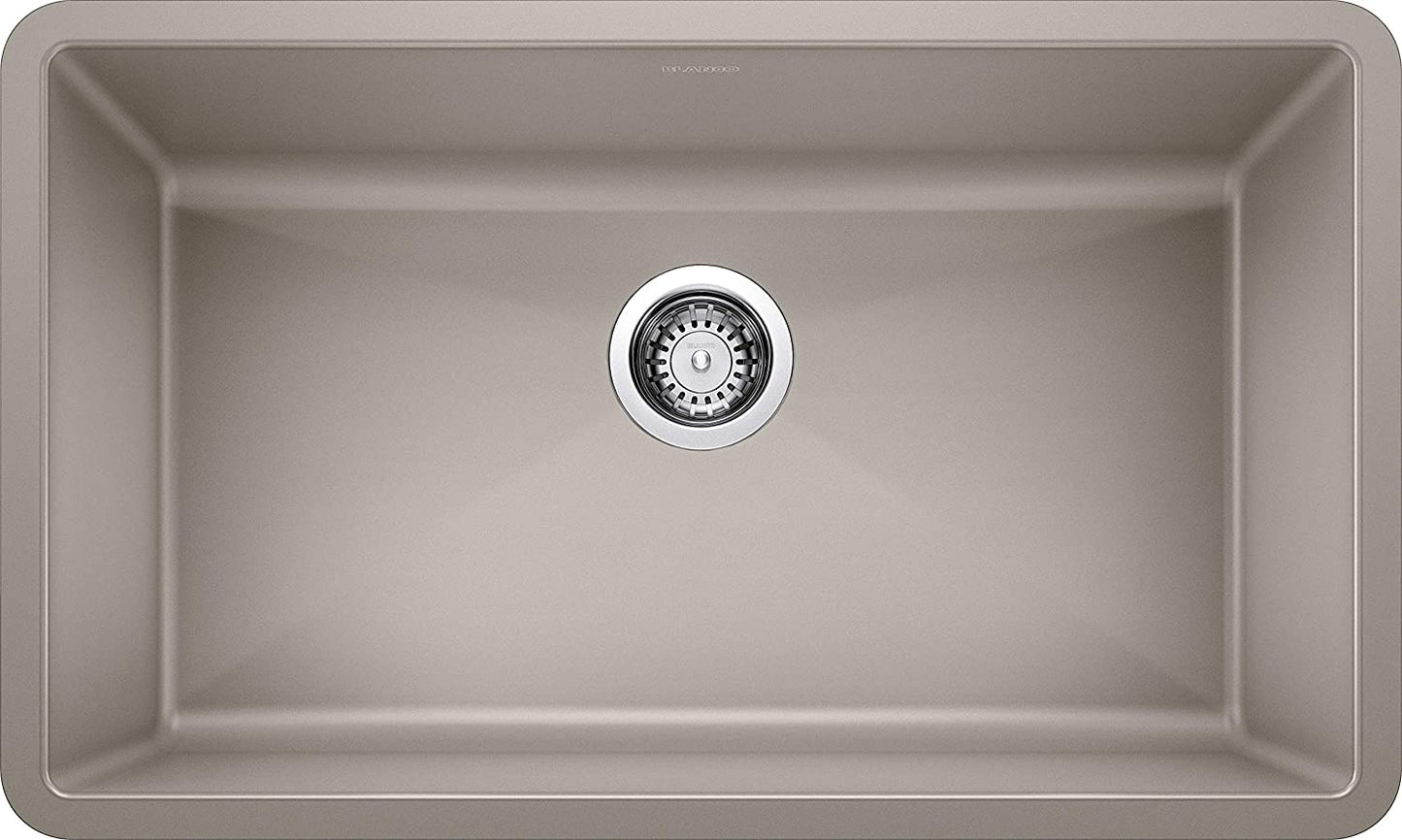 32" Precis Super Single Bowl Undermount Kitchen Sink- Truffle