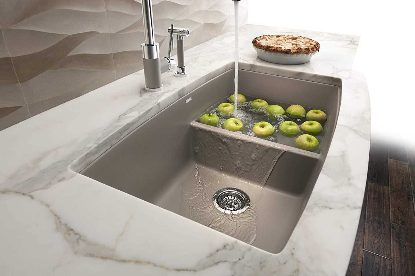 Performa Medium 1-3/4 Double Bowl Undermount Kitchen Sink with Low Divide - Truffle