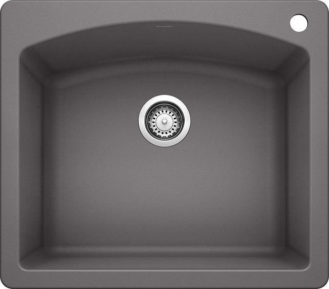 Diamond Drop-In or Undermount Kitchen Sink, 25" X 22" - Cinder
