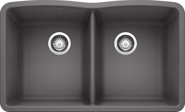 Diamond Equal Double Bowl Undermount Kitchen Sink- Cinder
