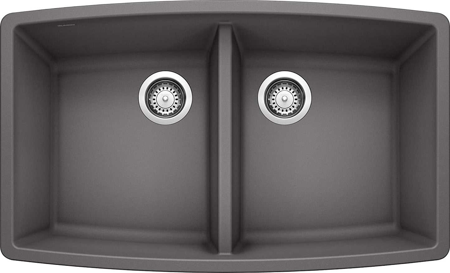 Performa Equal Double Bowl Undermount Kitchen Sink, 33" X 20" - Cinder