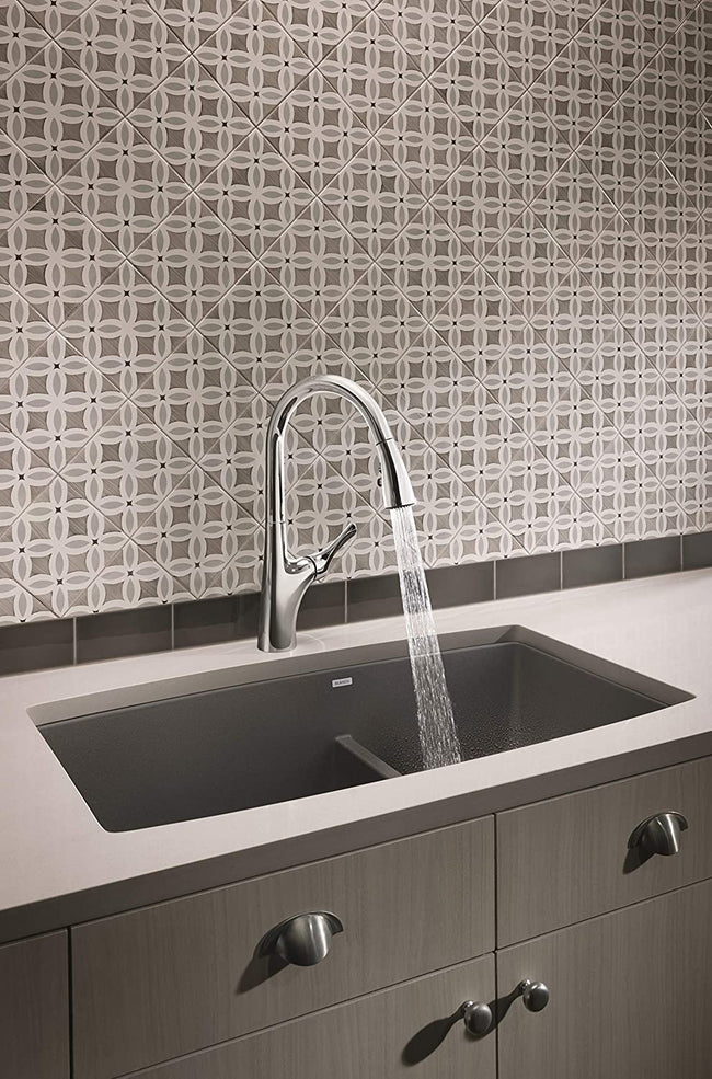 Performa Medium 1-3/4 Double Bowl Undermount Kitchen Sink with Low Divide - Cinder