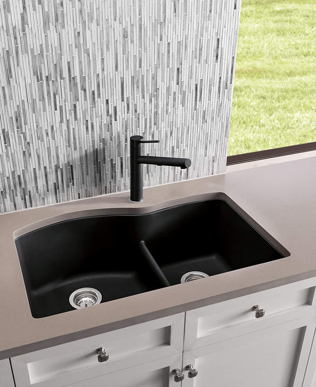 Diamond 1-3/4 Double Bowl Undermount Kitchen Sink with Low Divide, 32" X 21" - Anthracite
