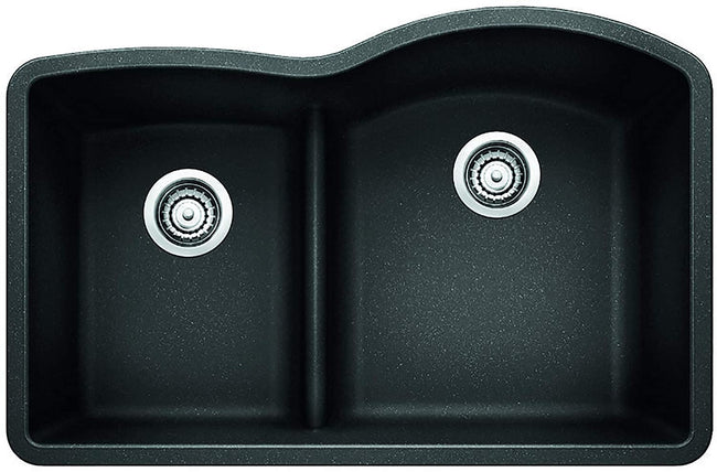 Diamond 1-3/4 Reverse Double Bowl Undermount Kitchen Sink with Low Divide, 32" X 21" - Anthracite