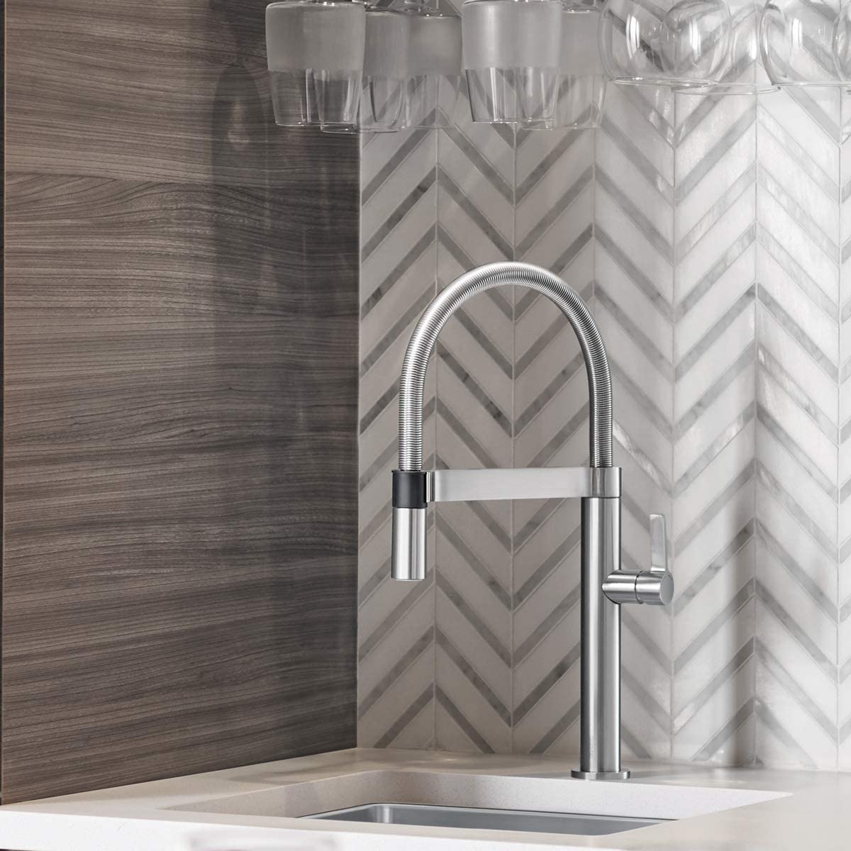 Culina Mini Semi-Pro Kitchen Faucet with Magnetic Handspray, 2.2 GPM- Satin Nickel