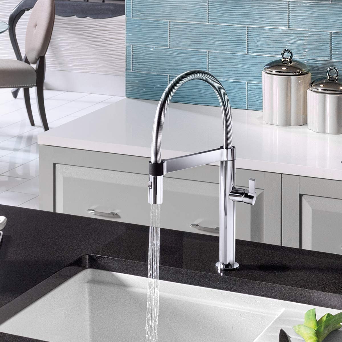 Blanco 441625 Culina 1.8 GPM Mini Semi-Pro Kitchen Faucet with Magnetic Handspray in Satin Nickel