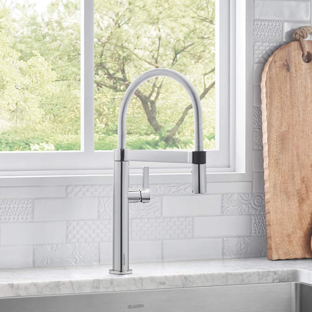 Blanco 441625 Culina 1.8 GPM Mini Semi-Pro Kitchen Faucet with Magnetic Handspray in Satin Nickel