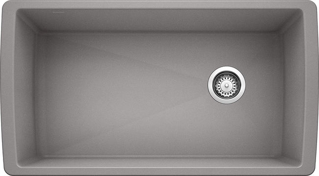 Diamond Super Single Undermount Kitchen Sink, 33.5" X 18.5"- Metallic Gray