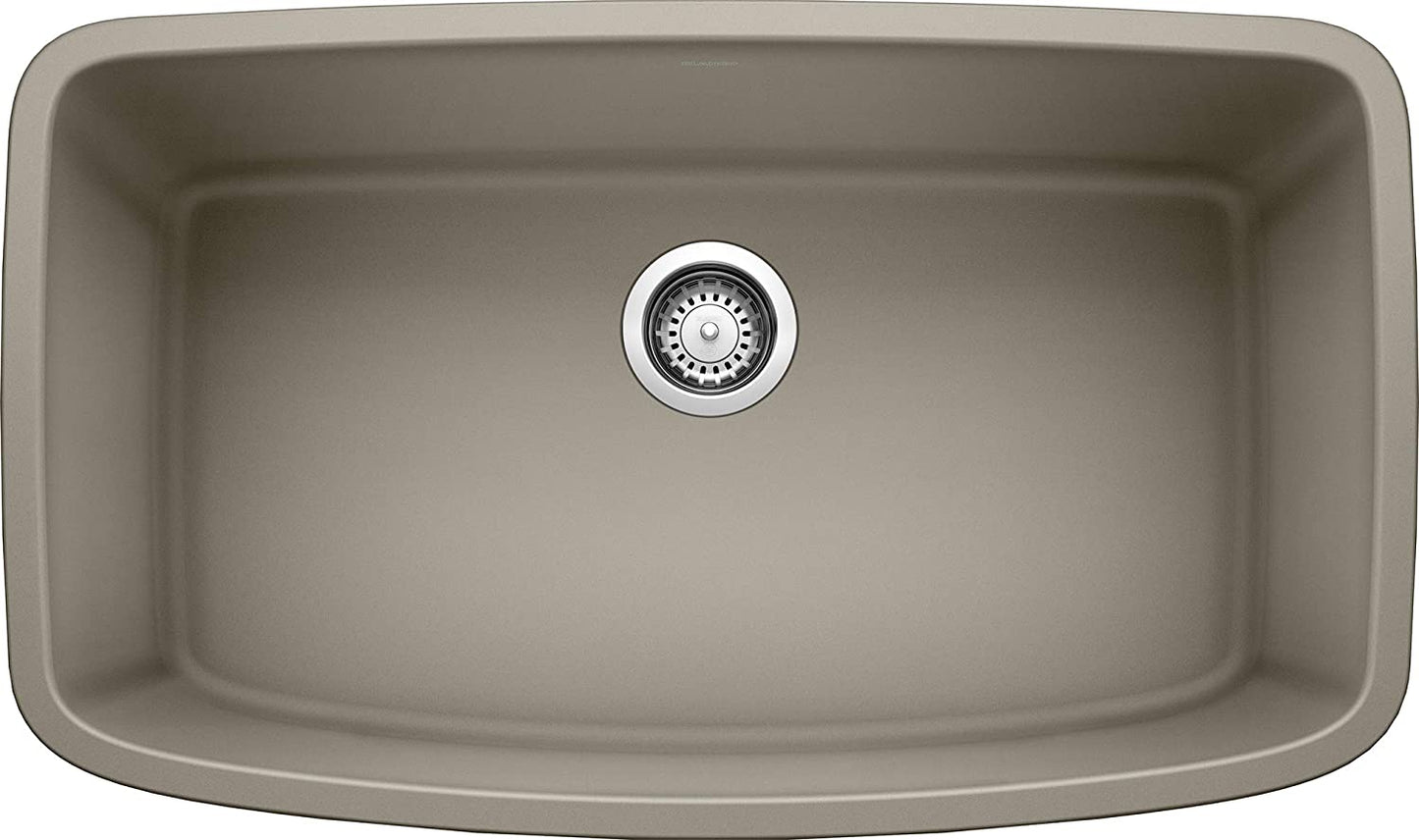 Valea Super Single Bowl Undermount Kitchen Sink, 32" X 19" - Truffle
