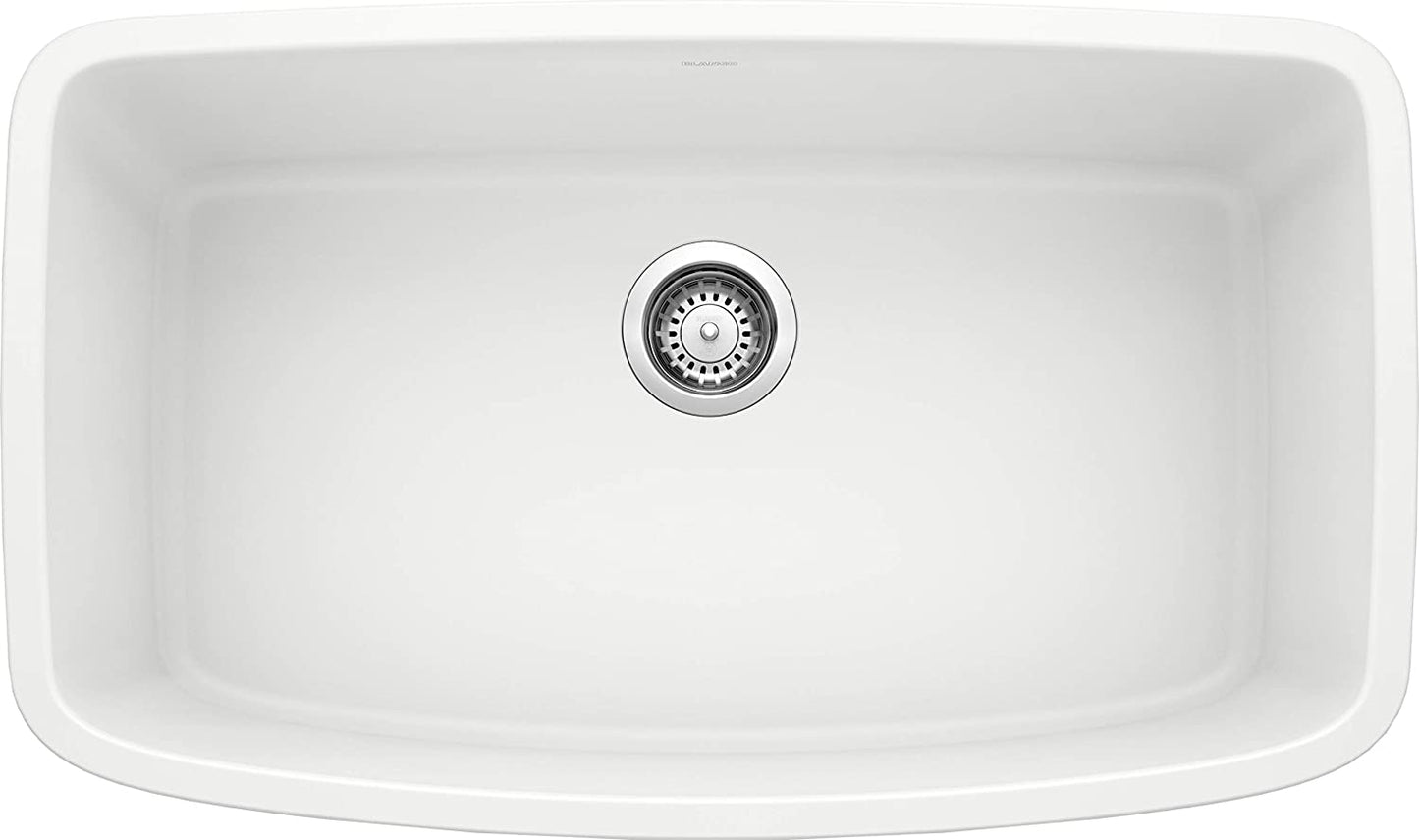 Valea Super Single Bowl Undermount Kitchen Sink, 32" X 19"- White