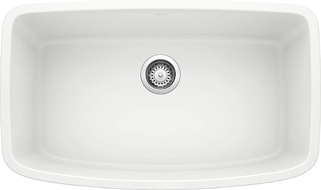 Valea Super Single Bowl Undermount Kitchen Sink, 32" X 19"- White