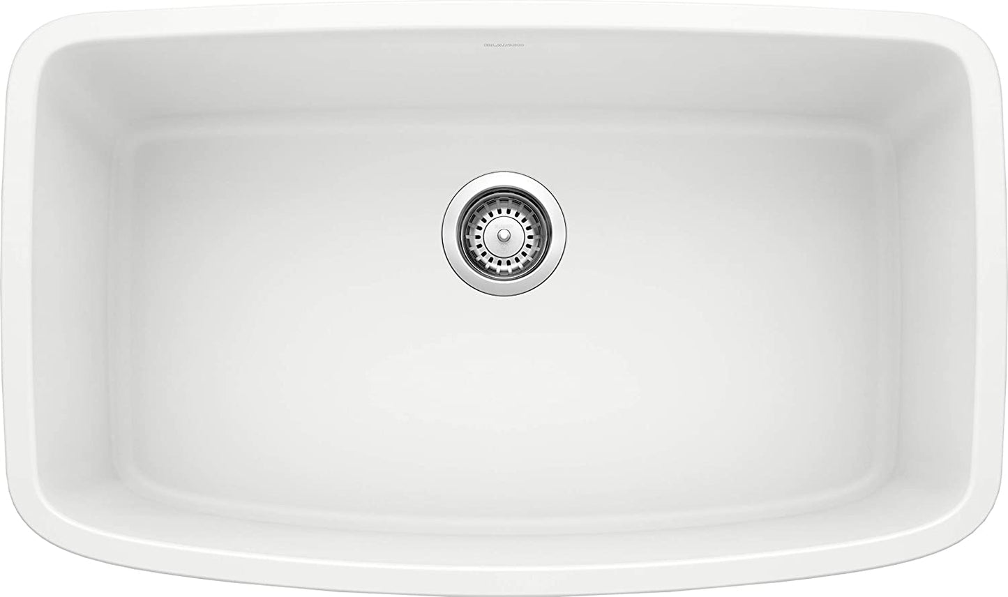 Valea Super Single Bowl Undermount Kitchen Sink, 32" X 19"- White