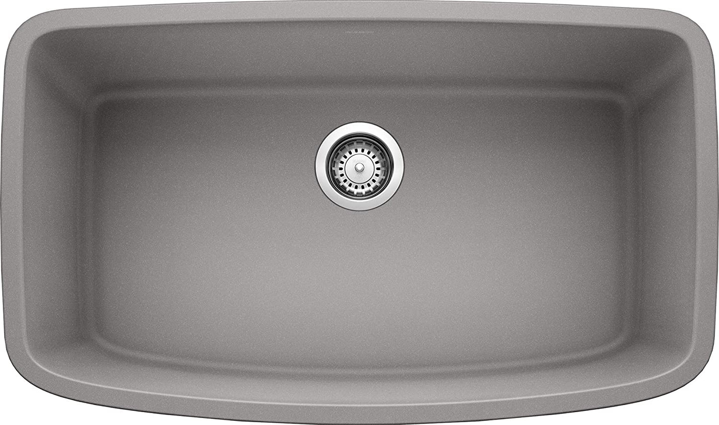 Valea Super Single Bowl Undermount Kitchen Sink, 32" X 19" - Metallic Gray