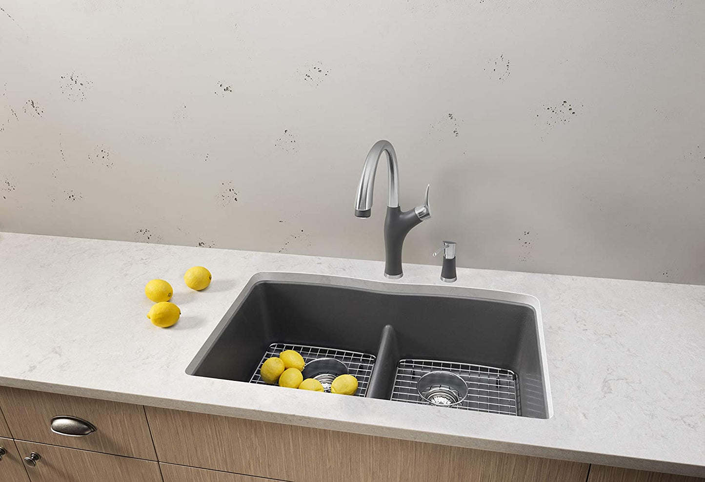 Diamond Double Bowl Undermount Kitchen Sink with Low Divide - Cinder