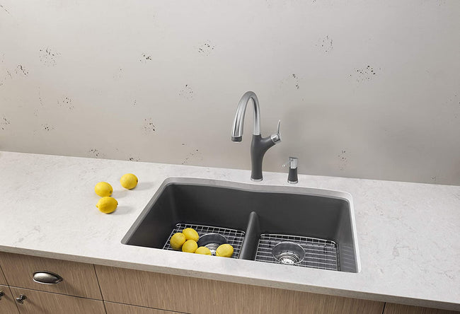 Diamond Double Bowl Undermount Kitchen Sink with Low Divide - Cinder