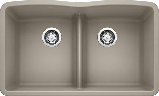 Diamond Double Bowl Undermount Kitchen Sink with Low Divide - Truffle