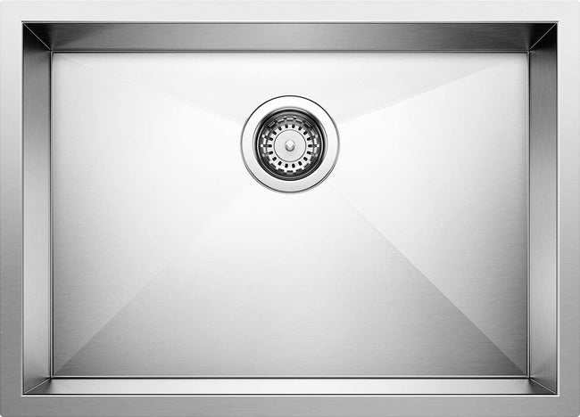 Quatrus R0 Medium Single Bowl ADA Undermount Kitchen Sink, Satin