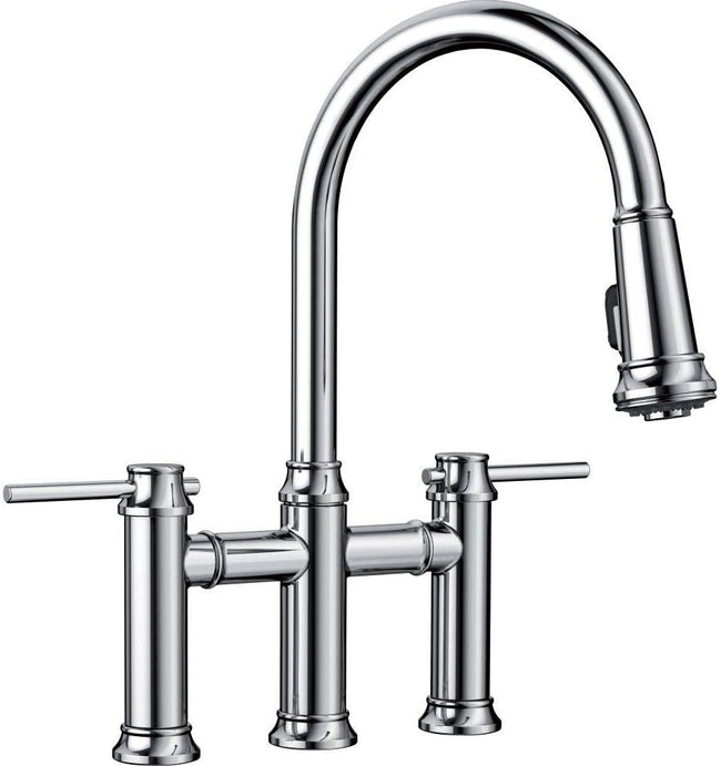 Empressa Pull-Down Dual Spray Bridge Kitchen Faucet 1.5 gpm - Chrome