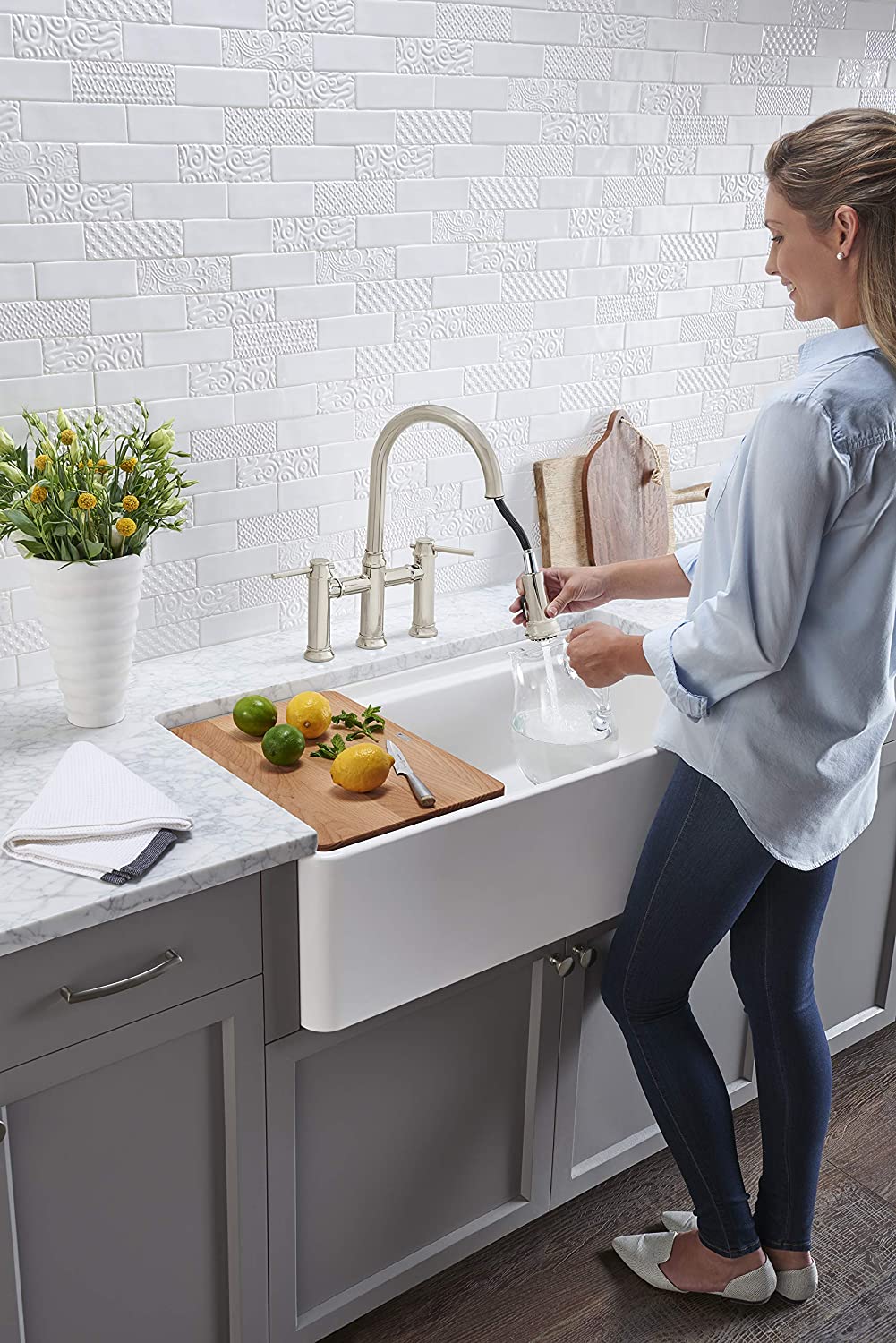 Blanco 442506 Empressa 1.5 GPM Pull-Down Dual Spray Bridge Kitchen Faucet in Polished Nickel